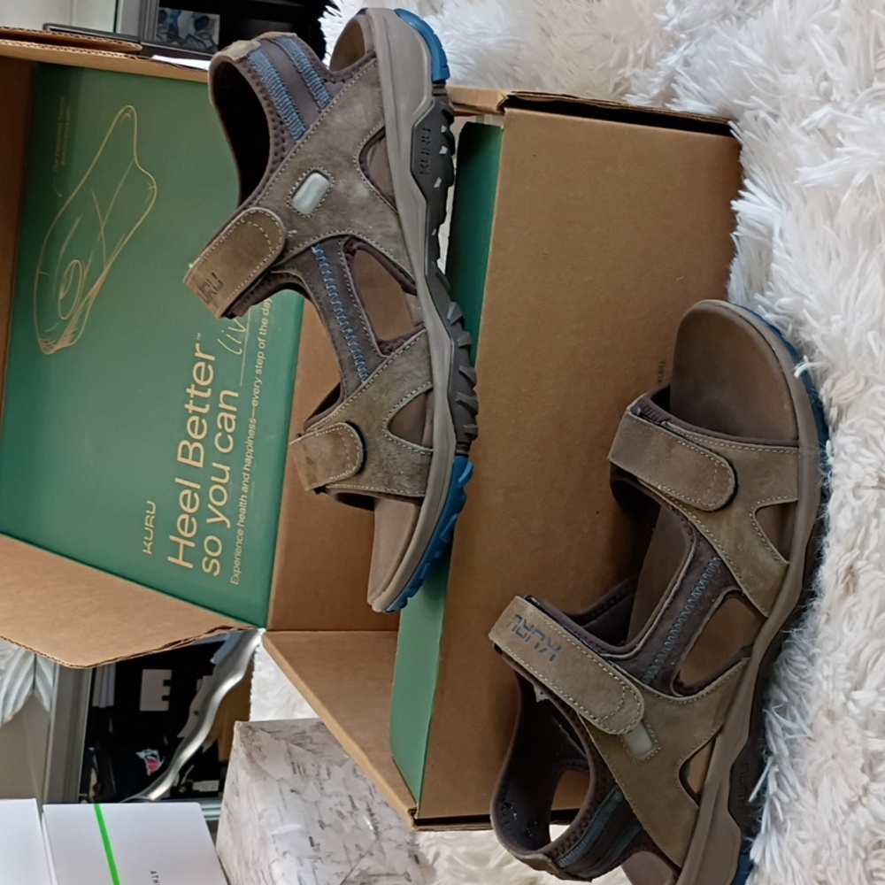 New KURU Tread Brown Adjustable Orthopedic Hiking Sandals Mens SZ 12